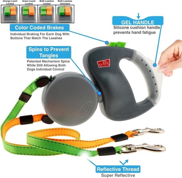 Image du produit Wigzi Dual Doggie 3.0 - Rollleine für zwei Hunde (Chien, Sport canin)