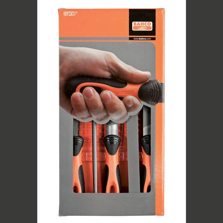 Produktbild Bahco ERGO Feilensatz, 4 x Bastardhieb/1 x Halbschlicht 200 mm 5-teilig (Hieb 1, 200 mm)