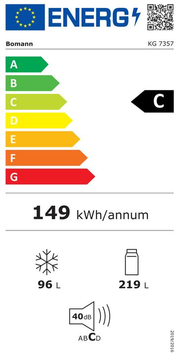 Energie-Label Bomann BOM KG 7357 Kühlkombi ix-look (315 l)