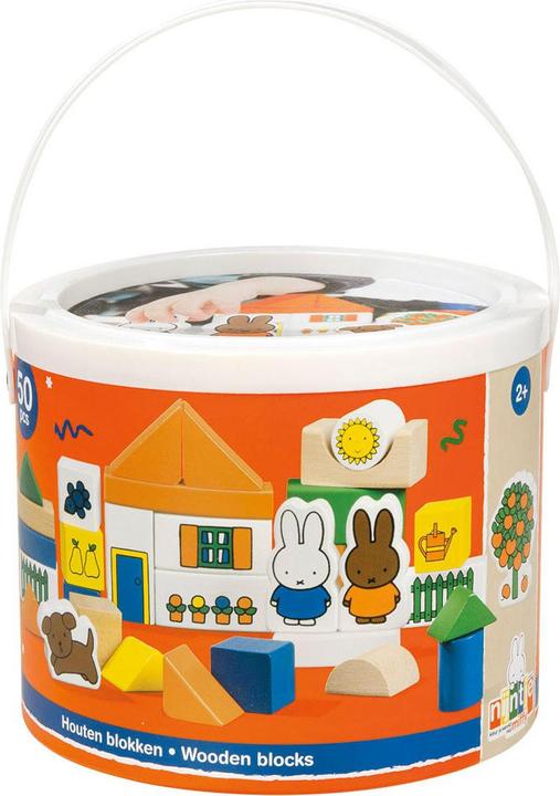 Actual product image Bambolino Toys Nijntje wooden building block bin 50 pieces