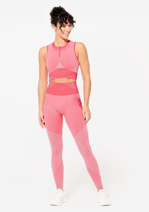 Actual product image Domyos Crop Top Damen seamless - rot/rosa (S)