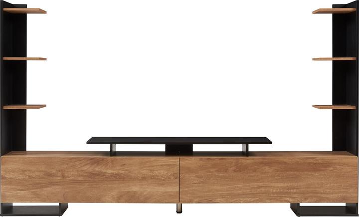 Produktbild En.Casa Fernsehschrank Rauki 233x31x141 cm Schwarz/Mango-Holzoptik