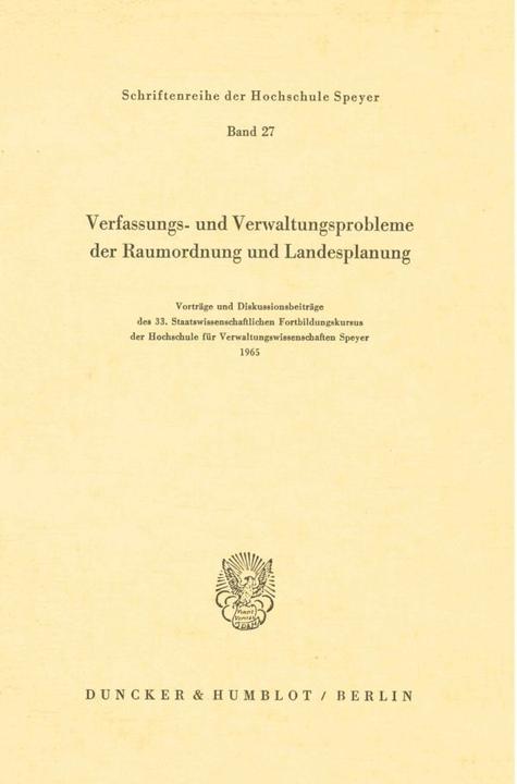 Actual product image Verfassungs- und Verwaltungsprobleme der Raumordnung und Landesplanung. (1965)