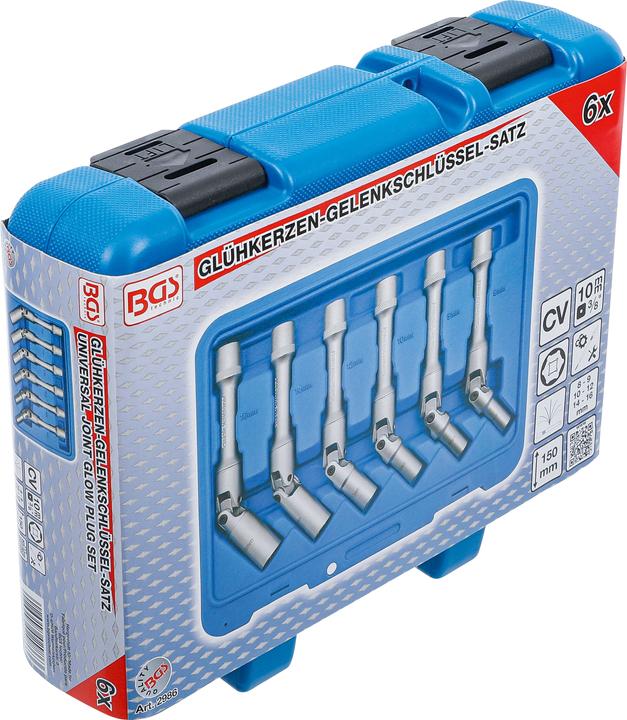 Produktbild BGS Universal Glühkerzen-Gelenkschlüssel-Satz, Sechskant 10 mm (3/8") SW 8 - 16 mm 6-tlg.