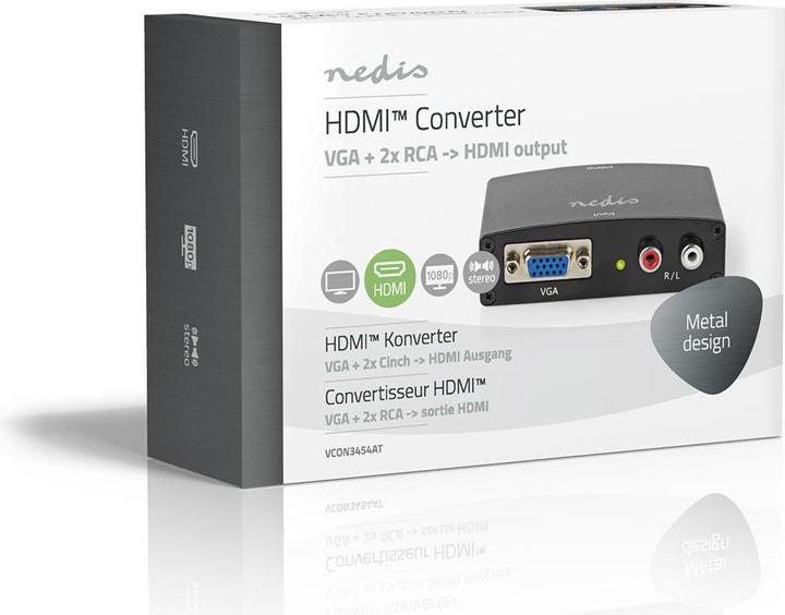 Immagine prodotto Nedis Convertitore HDMI T VGA femmina / 2X RCA femmina HDMIT Uscita 1-Way 1080p 1.65 Gbps Alluminio An