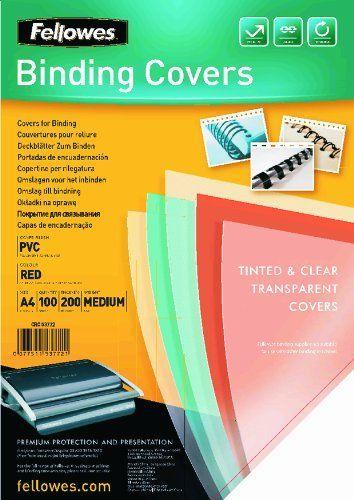 Actual product image Fellowes PVC cover sheet, red-transparent