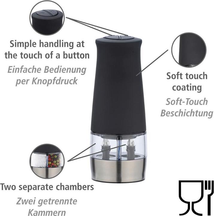 Image du produit Wenko Elektrische Mühle mit LED-Licht (Sel, Poivre)