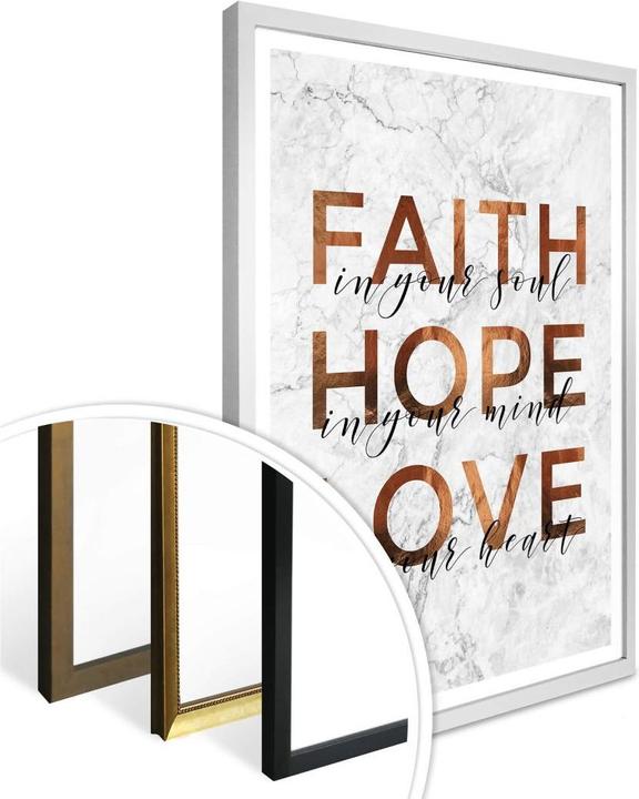 Produktbild Trenddeko Kupferoptik - Faith Hope Love (60 x 80 cm)
