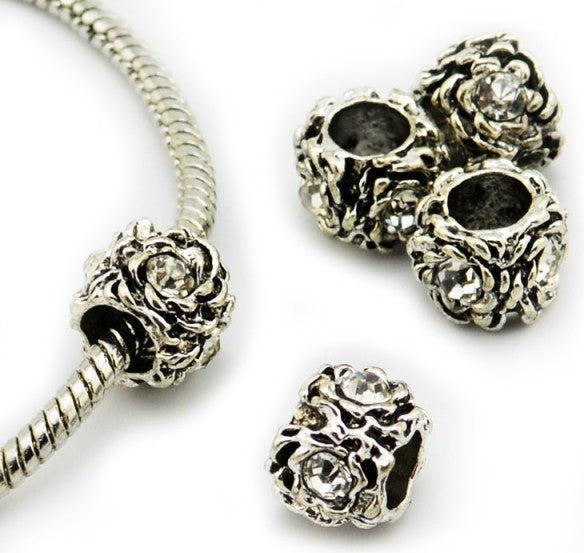Produktbild Hermex Strass Rose Bead versilbert 925 - Silbrig (Silber 925)