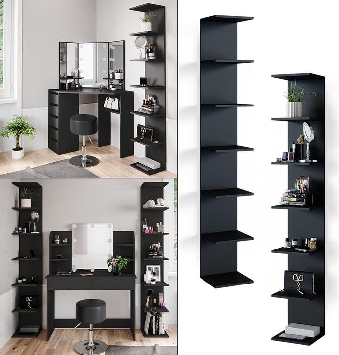 Produktbild Vicco Wandregal Paolo, Schwarz, 28 x 190 cm 2er Set