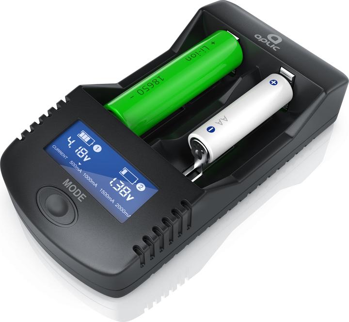Produktbild Aplic Power Akku Ladegerät, Akku Ladestation, Batterieladegerät, Mikroprozessorgesteuerte Ladetechnologie (1 Stk., 14500, 16340, 18650, 26650, Ladegerät ohne Akku)