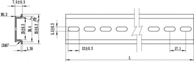 Image du produit Delock Rail oméga 35 x 7,5 mm, 10 en aluminium, trous pour fentes