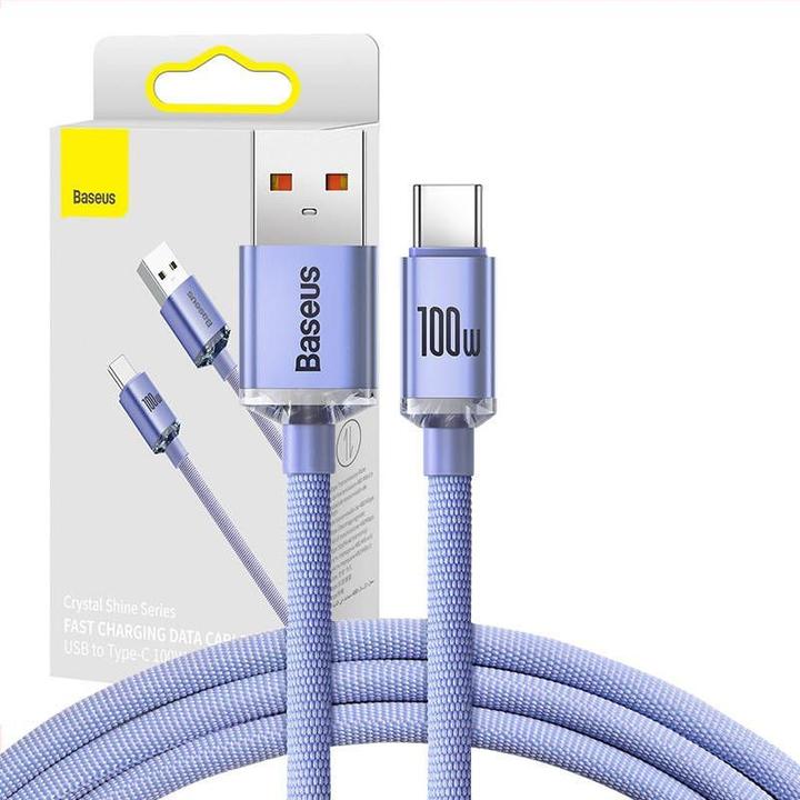 Productafbeelding Baseus Crystal Shine Series Snellaadbare Datakabel USB naar Type-C 100W 1,2m Paars (1.20 m, USB 2.0, 100 W)