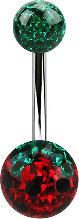 Immagine prodotto Star Piercing Banana argento con strato protettivo epossidico verde sfera di cristallo e fragola (Acciaio chirurgico 316L, senza ottone)