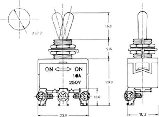 Image du produit Velleman Maxi Toggle Switch Spdt (On)-Off-(On) 10A/250V