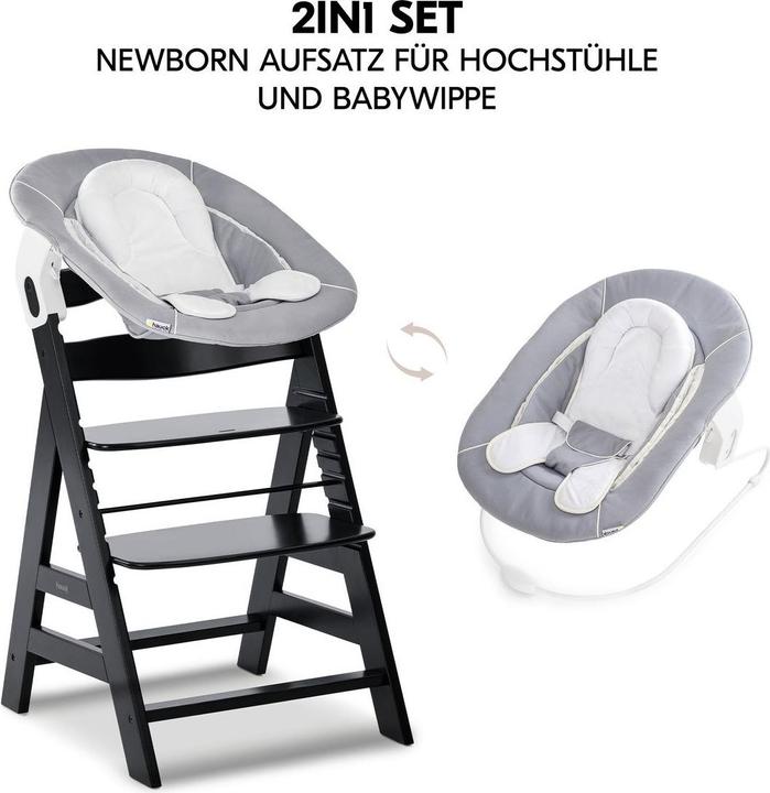 Produktbild Hauck Hochstühle Alpha Plus Black 4-tlg. Newborn Set - Hochstuhl (Hochstuhl)