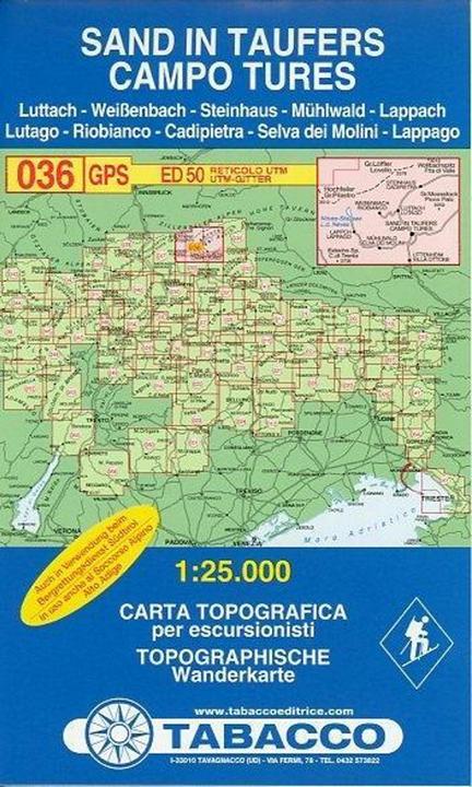 Produktbild Tabacco Wandern 1 : 25 000 Sand in Taufers / Campo Tures