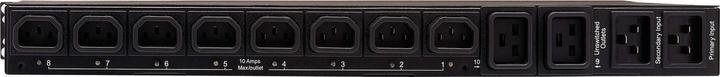 Actual product image Eaton Tripp Lite Series PDU Switched ATS 200-240V 16/20A 8 C13 2 C19 C20 Horizontal 1URM