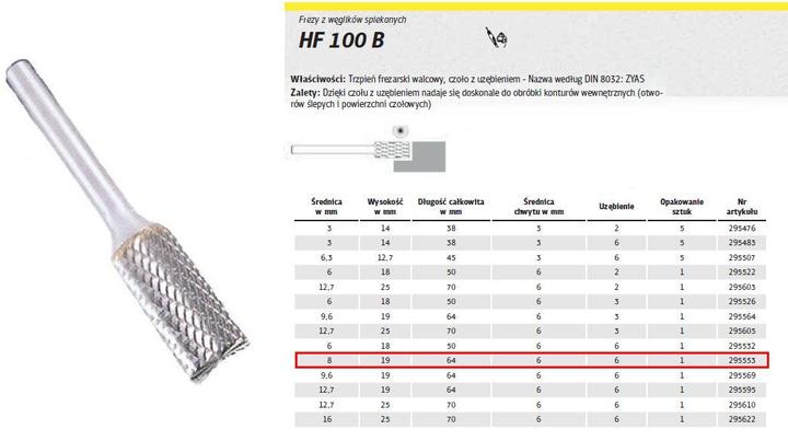 Image du produit Klingspor HF 100 B - Fraises 8 mm