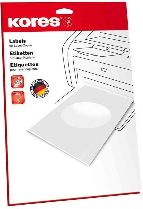 Image du produit Kores Étiquettes pour CD/DVD, diamètre : 117 mm, blancá