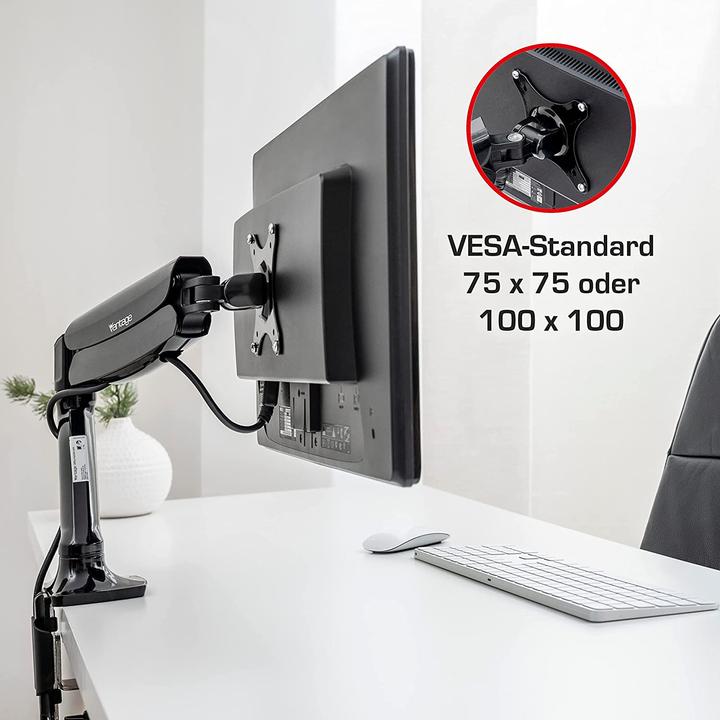 Actual product image Vantage Monitor arm single Gas 75x100 -9kg 27" black (Table, 27")