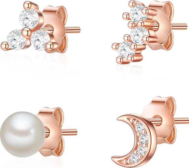Glanzstücke München Damen Sterling Silber Zirkonia Süsswasser-Zuchtperle roségold - 23834 (Sterling Silber)