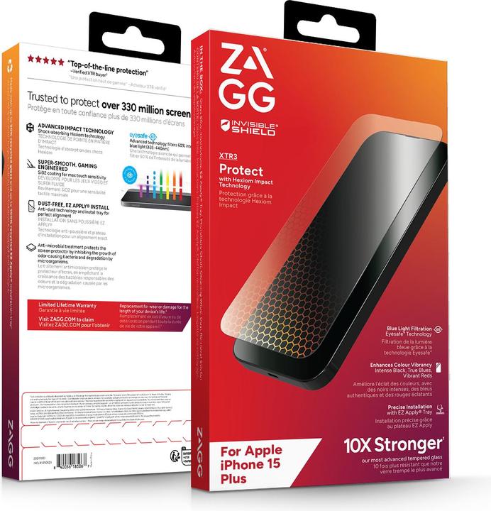 Image du produit Zagg Invisibleshield Glass Xtr3 Am E (1 pièce(s), Apple iPhone 15 Plus)