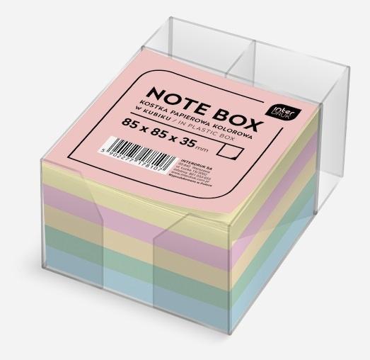 Immagine prodotto Interdruk Cubo di carta colorata 85x85x35 mm in un cubo di fogli sciolti in un portablocco di plastica