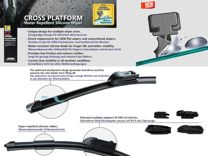 Actual product image Maruta Windscreen wiper SET 700 mm / 650 mm for windscreen, aero-dynamic optimised wiper blades made of wa