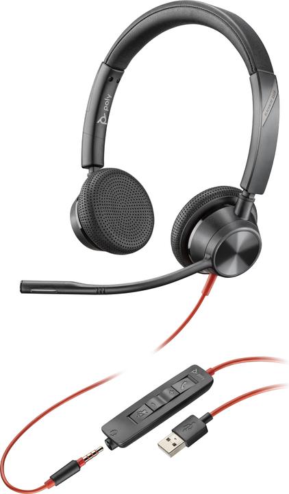 Poly HP Blackwire 3325 USB-A + 3.5mm Stereo Headset, Avec fil, Bureau/Centre d'appels, 130 g, Casque (Kabelgebunden, USB-A)