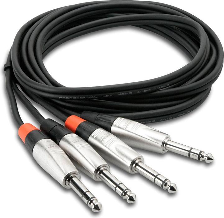 Actual product image Hosa Technology HSS-010X2 audio cable 3 m 2x 6.35 mm TRS Black (3 m)