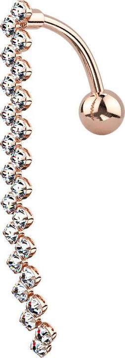 Immagine prodotto Star Piercing Ciondolo Banana in oro rosa con barra di cristallo a zig zag (Acciaio chirurgico 316L, Ottone)