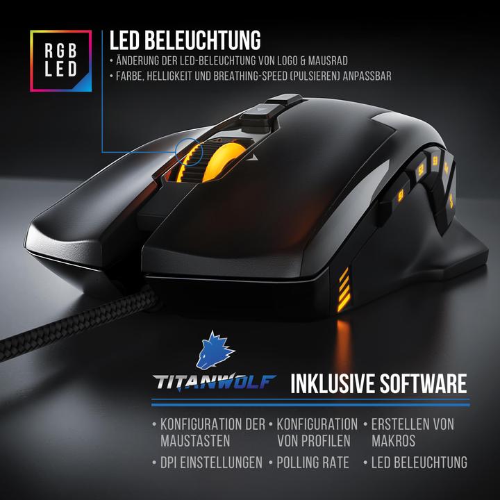 Actual product image Titanwolf Mechanical Keyboard, Mouse & Mouse Pad Gaming Bundle (DE, Cable)