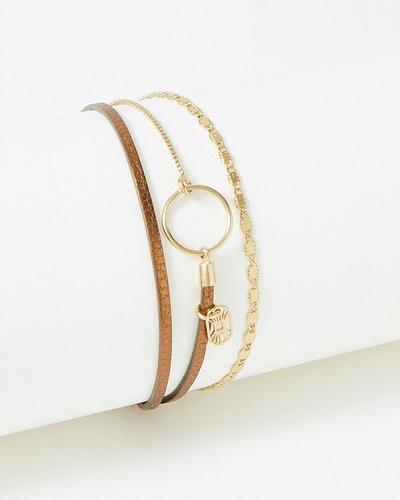 Flowers Forzoé Tabatha-Armband – Messingplatte – Echtes Leder (Messingplatte)