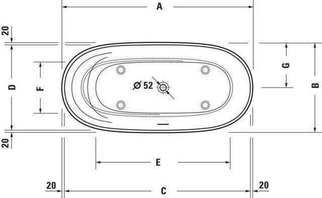 Produktbild Duravit Badewanne CAPE COD 1855x885mm freist 1 Rückenschräge weiss (205 l, 185.50 cm, 88.50 cm)