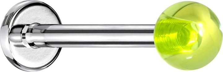 Actual product image Star Piercing Micro Labret silver with ball green "Glow (Acrylic, without brass, Surgical steel 316L)