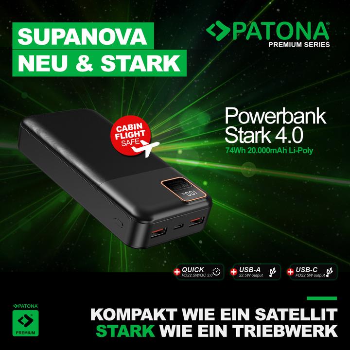 Produktbild Patona Powerbank Stark 4.0 20000 (20000 mAh, 22.50 W, 74 Wh)