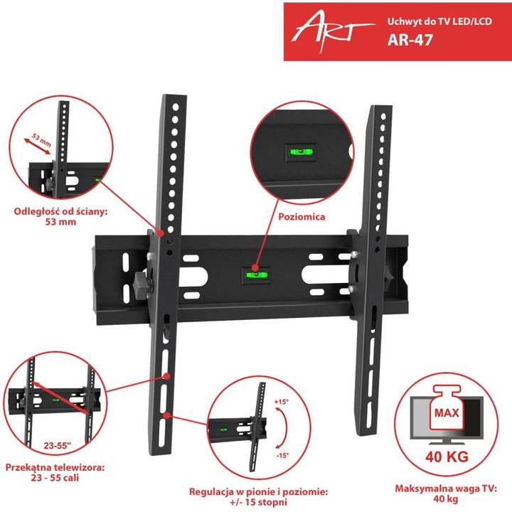 Produktbild ART RAMT AR-47 TV-Halterung (Wand, 55", 40 kg)