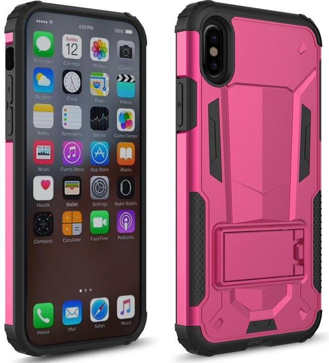 Image du produit Zizo Hybrid Transformer Cover - Étui blindé pour iPhone X avec support (Rose chaud/Noir) (Apple iPhone X)