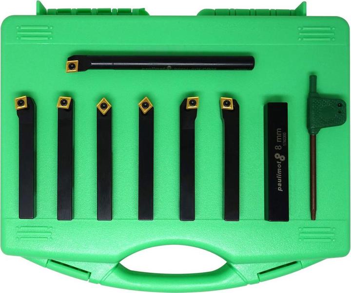 Produktbild Paulimot Drehmeissel-Set mit Wendeplatten, 8 mm, 7-teilig inkl. Bohrstange