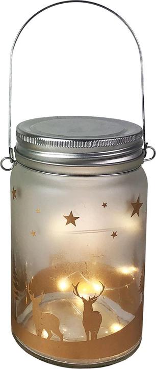 Produktbild Mojawo 2er Einmachglas mit LED Lichterkette Weihnachtsmotiv Ø8 x14cm