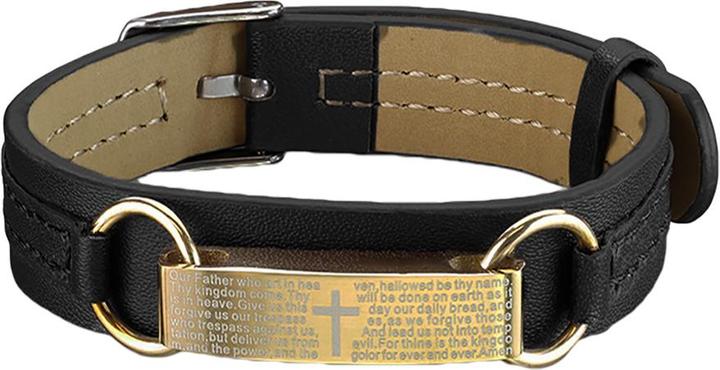Image du produit Star Piercing Bracelet en similicuir noir poutre doré (Similicuir, Acier chirurgical 316L, sans laiton)