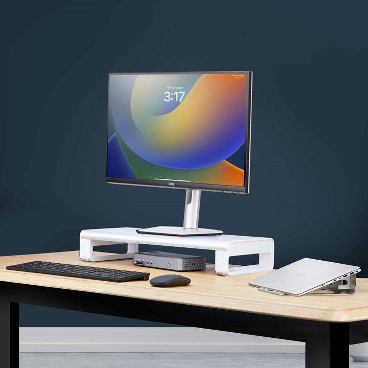 Actual product image StarTech com Ergonomic Monitor Riser Stand, Up to 33lb/15kg, Fixed height 3.5in/9cm, Desktop Compute