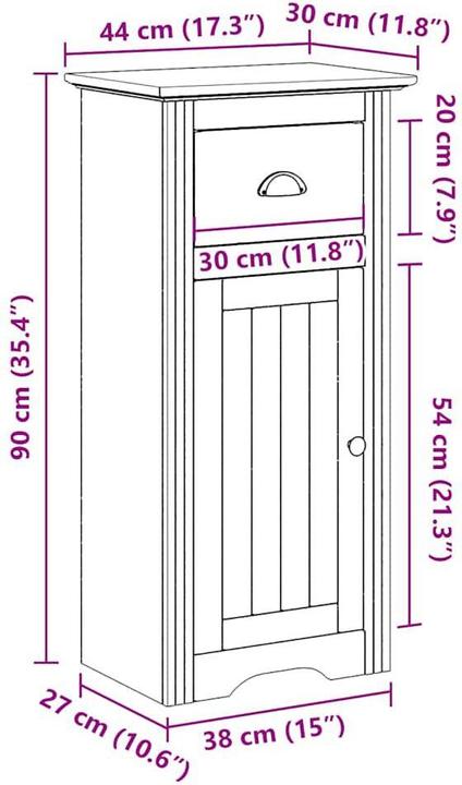 Actual product image VidaXL Bathroom cabinet BODO White and brown 44x30x90 cm
