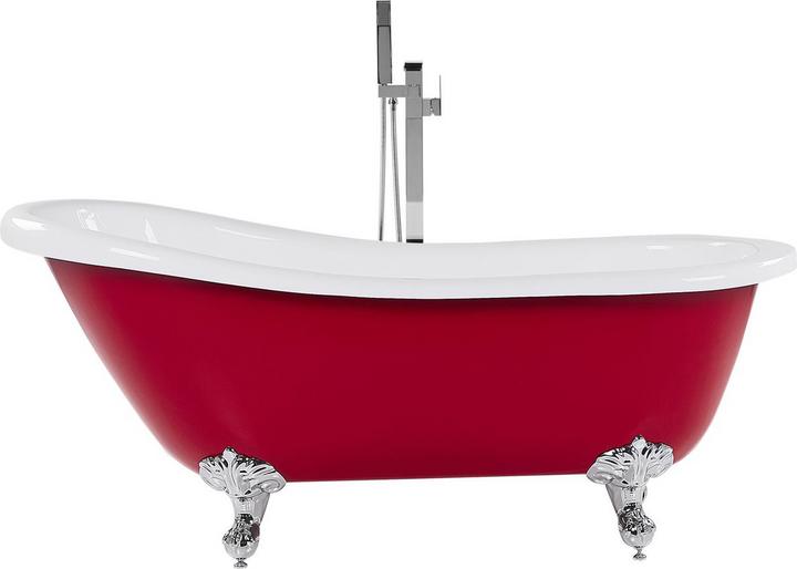 Actual product image Beliani Bathtub freestanding red oval 170 x 76 cm CAYMAN (246 l, 76 cm)
