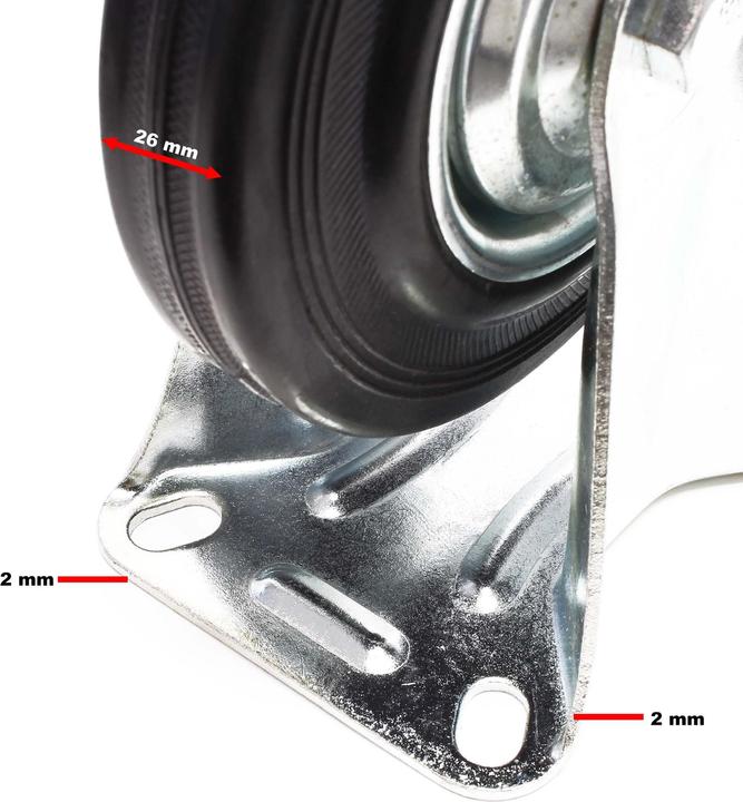 Immagine prodotto Wiltec Set di rulli da trasporto 125mm 2x Ruota a doppio arresto e 2x Ruota fissa, pneumatici pieni