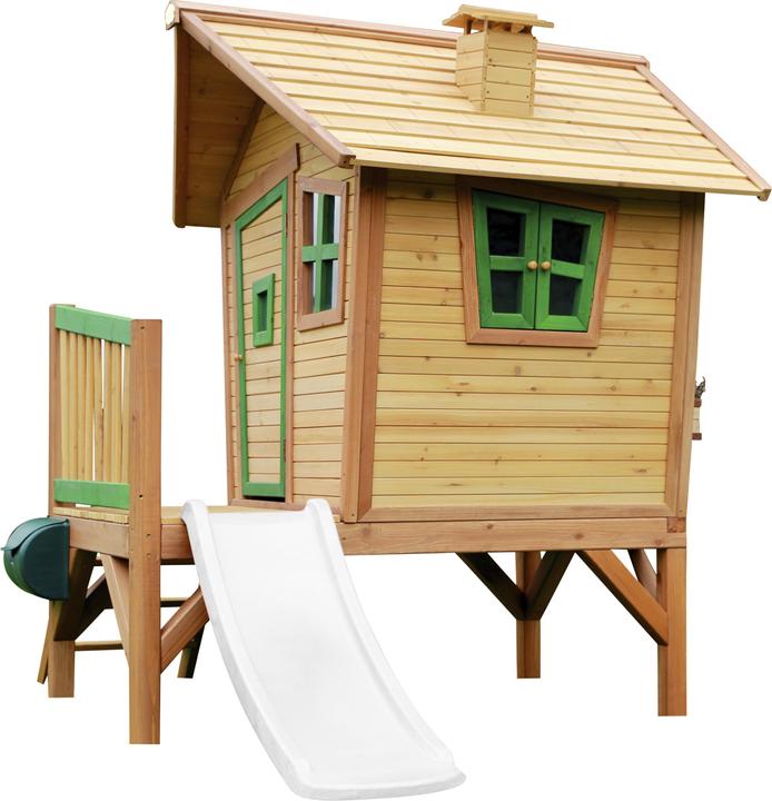 Produktbild Axi Robin Speelhuis in Bruin/Groen - Met Verdieping en Witte Glijbaan - Speelhuisje voor de tuin / buite