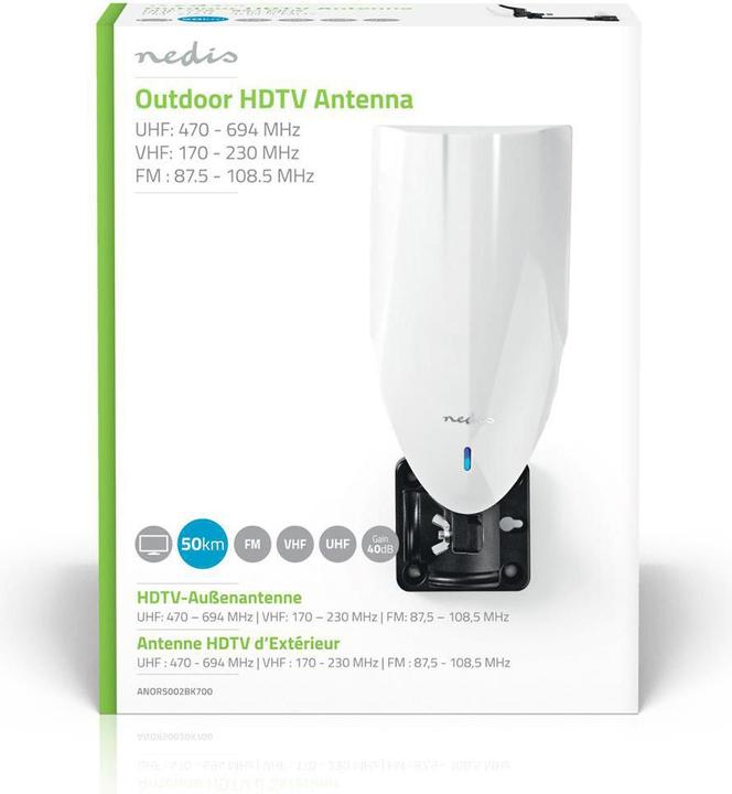 Produktbild Nedis Aktive HDTV-Antenne Aktiv Verbindungstyp: F-Stecker FM/UHF/VHF Empfangsbereich: 0-50 km LTE700 (40 dB, DVB-T / -T2, LTE)