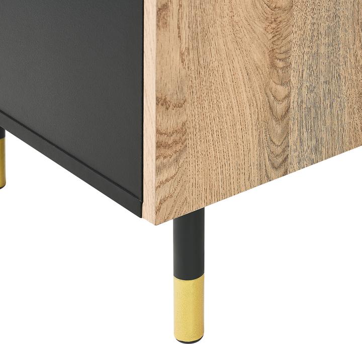 Actual product image Beliani TV cabinet black with light-coloured wood ABILEN (150 x 40 x 48 cm)
