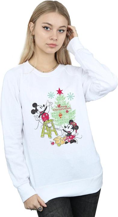 Actual product image Disney Womens/Ladies Mickey And Minnie Christmas Tree Sweatshirt (XXL)